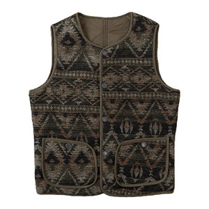 
American retro American khaki Fair Isle pattern double-sided warm liner men's workwear quilted vest