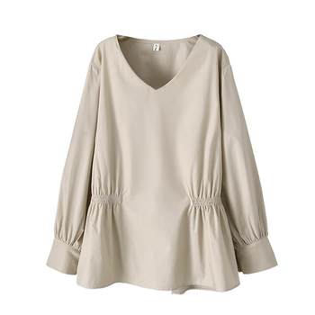 Long-sleeved t-shirt, loose fit, waist-covering, belly-covering, plus size women's clothing