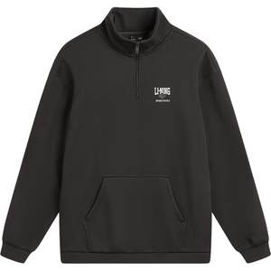 李宁加绒半拉链卫衣女冬季2025新款情侣无帽上衣美式宽松运动服男