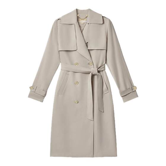 [Two pieces discounted] MICHAEL KORS Women's mid-length lace-up waisted double-breasted windbreaker jacket