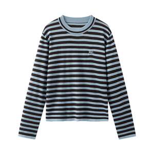 
CLOUDSPACE [Captain Sweater] Contrast Color Valley Wave Stripe Classic Crew Neck Sweater Spring Pullover Top for Women