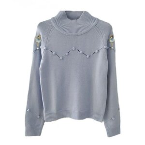 
Authentic Lady House Counter, Pullover Sweater, Beaded, Applied, Embroidered, Versatile, Slim Autumn and Winter Blouse EYC02