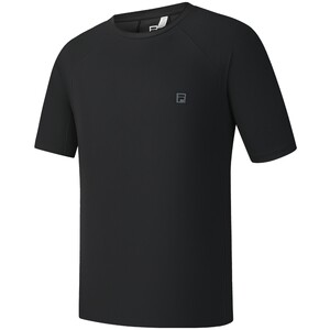 
FILA official men's knitted short-sleeved shirt 2025 spring new outdoor sports simple basic round neck T-shirt