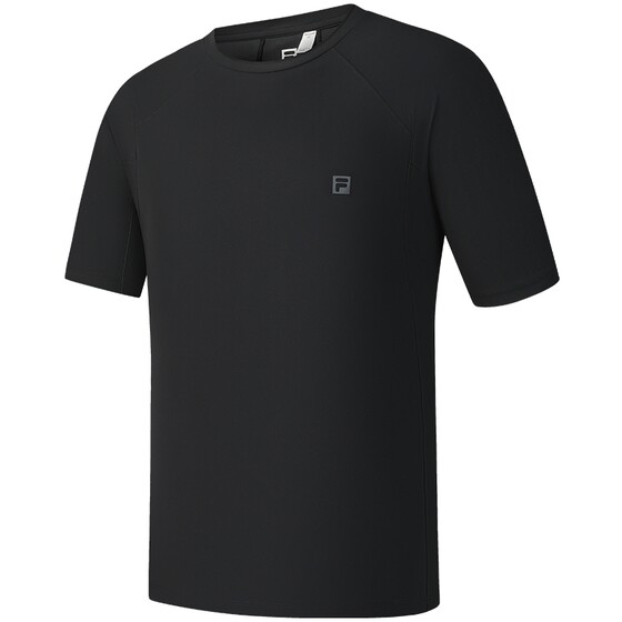 
FILA official men's knitted short-sleeved shirt 2025 spring new outdoor sports simple basic round neck T-shirt