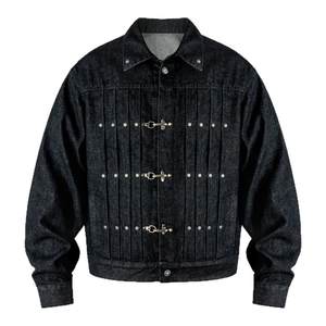 
ANTIDOTE American aircraft buckle workwear original cow jacket autumn and winter thickened cotton jacket men's short quilted denim jacket