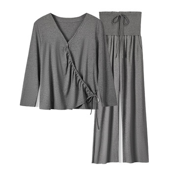 Gemeizi bamboo fiber home confinement suit pregnant women Tianzhu pajamas postpartum lactation spring and summer suit prenatal women thin style