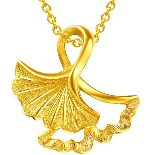 Chow Tai Fook Ginkgo Leaf Gold Pendant - Eof74