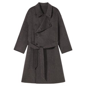 
PSO Brand Men's and Women's Wool Lapel Mid-Length Woolen Black Coat Loose Tunic Jacket Winter