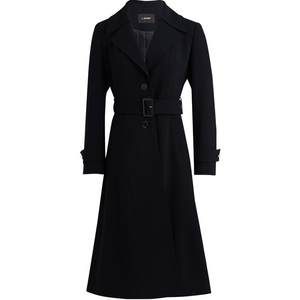 
[Western three-dimensional tailoring] LANDI black age-reducing large reversing collar tied mid-length windbreaker jacket for women's autumn new product