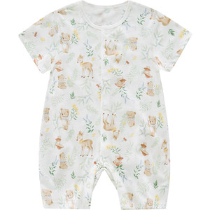 
Rabbi baby strappy jumpsuit spring and summer new long-sleeved crawling suit pure cotton newborn triangle bag fart suit