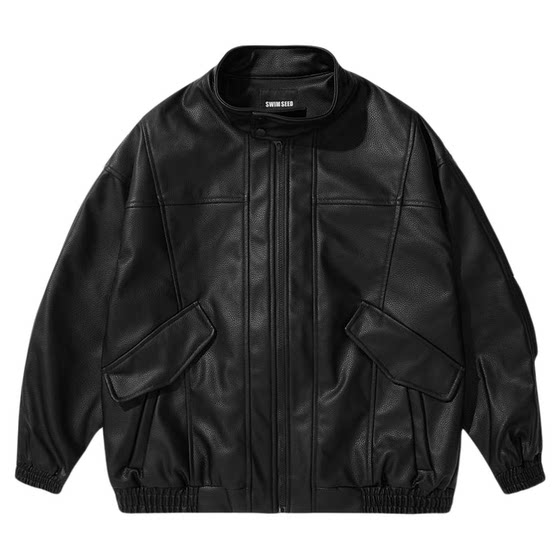 ONUN American retro locomotive lychee leather jacket jacket autumn and winter Japanese loose and casual collar collar men and women