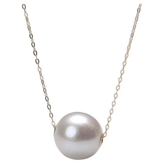 Dara/Dara real gold big point Passepartout 18K gold 13-14 perfect round bright white freshwater pearl pendant
