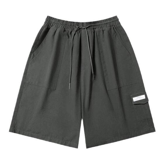 [100% cotton 280g heavy weight] Men's multi-pocket cargo shorts summer loose wide-leg straight casual sports