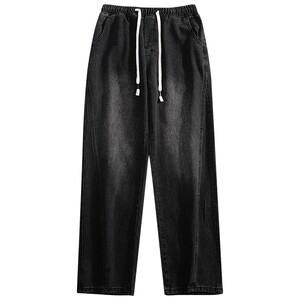 
Elastic waist washed jeans men's American high street loose straight 2026 spring new wide leg boys' pants