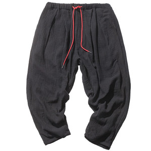 Japanese retro leisure pants male loose large size cotton, hemp panties, pants, Harun pants Nepalese wide leg pants
