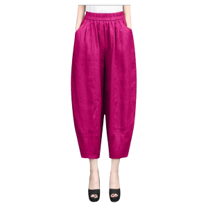 
Linen bloomers loose women's pants large size carrot pants spring and autumn large size fashionable fat MM cotton linen nine-point harem pants