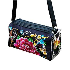 
2025 new Yunnan ethnic style embroidered bag canvas casual simple women's three-layer single-shoulder crossbody bag