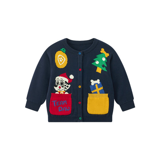 
Paw Paw Team Boys Sweater Children's Cardigan Jacket Baby Sweater 2026 Autumn New Christmas Sweater Trendy Style