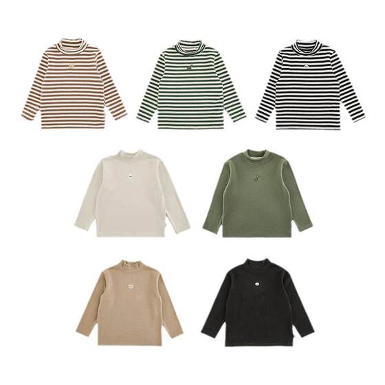 
Youyou Boys 2025 new long-sleeved multi-color half-high-neck T-shirt autumn and winter fashion versatile children's base shirt trendy