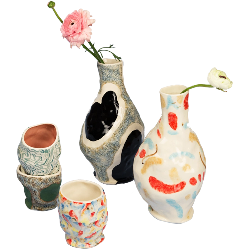 HAY Jessica Hans Vase 手工制作炻瓷花瓶不规则抽象装饰花器-Taobao 