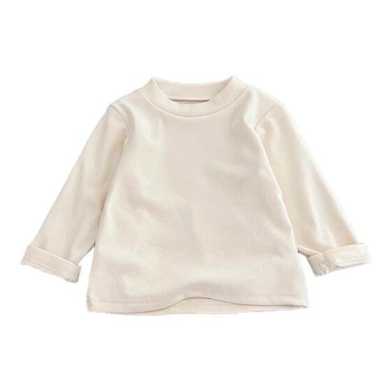 
Boys spring and autumn half turtleneck solid color long-sleeved T-shirt baby boy Korean style round neck bottoming shirt baby versatile top