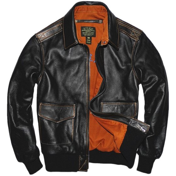 A2 Air Force Flying Pyreal Skin -style retro header leather leather leather clothing men's short slimming size