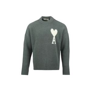 
[Self-operated] AMI white love embroidered loose round neck pullover sweater cloud sweater same style for men and women