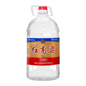 Luzhou Laojiao red sorghum 52 degrees 5L strong-flavor liquor pure grain bulk barreled ration wine soaked wine whole box
