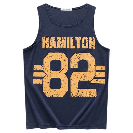 
European and American summer bottoming men's vest sports print youth beach travel vest fitness retro loose waistcoat