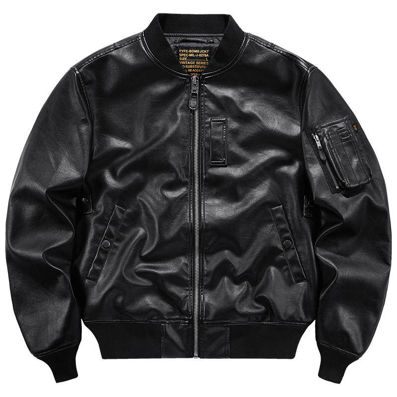 Vip MA1 Bomber Jacket Men's Faux Leather Jacket Large Size