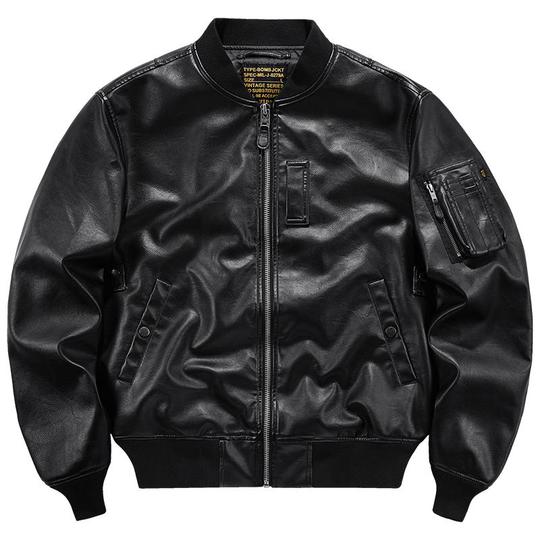 MA-1“type“牛革”leather “短丈“bomber jacket Men's MA-1 Bomber Leather Jacket – Crush on Retro