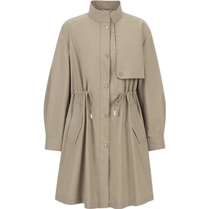 
Yixiangliying khaki drawstring waist windbreaker women's 2025 autumn and winter new style small stand-up collar mid-length coat