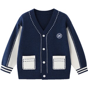 Ying's children's knitted cardigan tops spring and autumn boys' college style spring outer wear sweater jackets for middle and large children