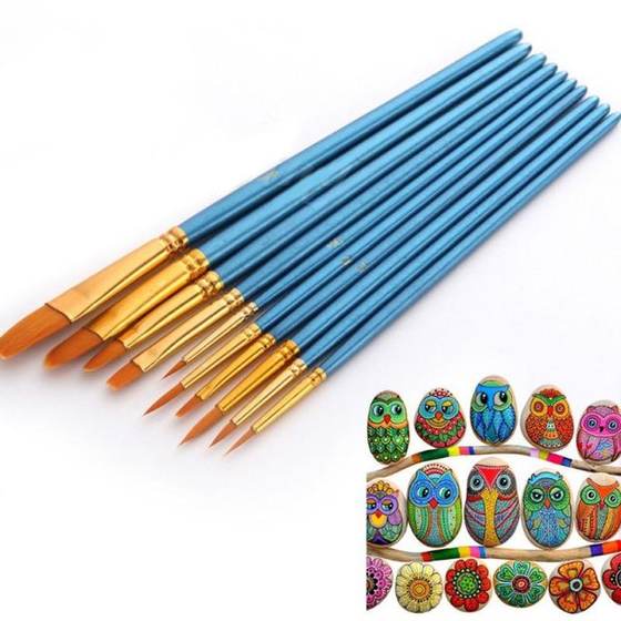 10Pcs Artist Paint Brush Round Pointed Tip Nylon HaiXr Artis