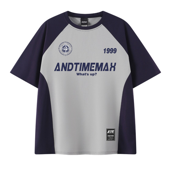 
andtime American cool short-sleeved contrasting color fitness training outdoor sports breathable basketball quick-drying loose T-shirt