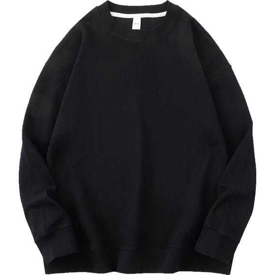 350g Heavyweight Sweater Men's Trendy Versatile Spring, Autumn, and Winter Solid Color Hatless Top Clothes Loose Round Neck Long sleeved T-shirt