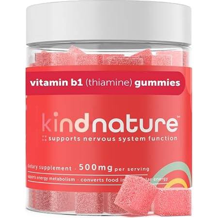 Kind Nature Vitamin B1 Gummies - Chewable Thiamine 500mg