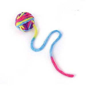 Cat toy yarn rainbow ball woven ball with tail teasing cat pet toy yarn ball containing sound beads