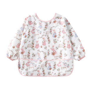 
ELLE baby bib, baby food supplement, children's long-sleeved anti-greasy and anti-dirty eating apron