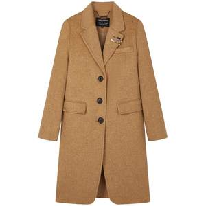 TeenieWeenie Bear Outlet's simple wool coat mid-length Korean style windbreaker jacket women's clothing