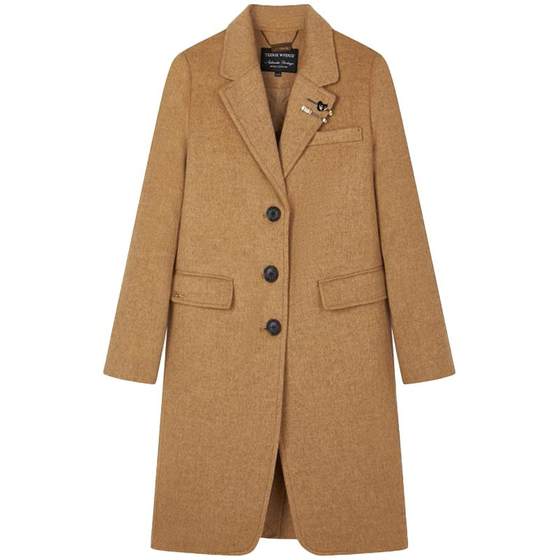 TeenieWeenie Bear Outlet's simple wool coat mid-length Korean style windbreaker jacket women's clothing