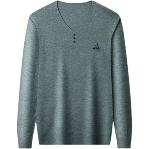 Playboy Spring and Autumn Sweater Men's V -neck Pure Color Color T -shirt Bottom Bottom Bottom Below Beloly Men's Men's thin sweater tide