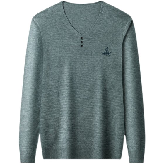 Playboy Spring and Autumn Sweater Men's V -neck Pure Color Color T -shirt Bottom Bottom Bottom Below Beloly Men's Men's thin sweater tide