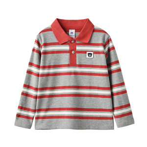 
Children's pique cotton polo shirt, boy's striped long-sleeved T-shirt top, medium and large children's bottoming shirt, spring style, children's clothing
