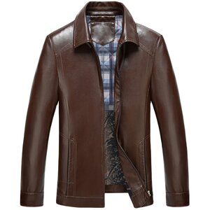 Spring and Autumn Haining genuine leather leather jacket for men, middle-aged and elderly men, plus velvet thick leather jacket, daddy wear large size thin jacket
