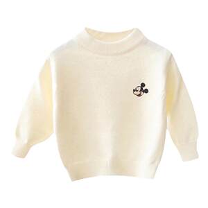 
Baby sweater boy and girl pullover base shirt baby solid color versatile fashionable inner wear children's loose knitted sweater