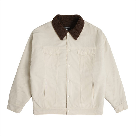 
BD Barn style sherpa jacket men's winter thickened lapel embroidered jacket jacket men's loose and warm