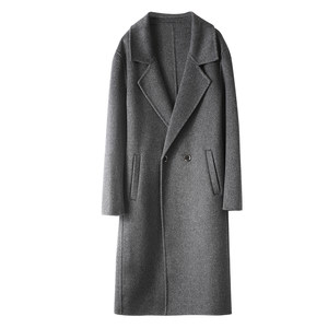 Pure wool double -sided woolen coat men's medium -long double -knee double -sided cashmere jacket suit wool woolen coat