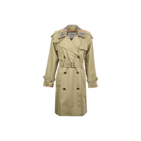 
[Self-operated] BURBERRY/Burberry women's plaid collar mid-length double-breasted spring and autumn windbreaker jacket