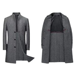 
Lilan Men's Mid-Length Wool Coat Men's Autumn and Winter Stand Collar Warm Woolen Coat Middle-aged Casual Top